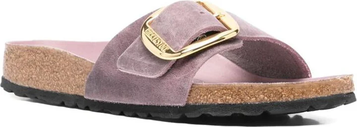 Birkenstock 'Madrid Big Buckle' Leather Slippers In Lilac - Image 3