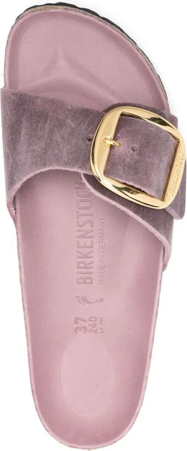 Birkenstock 'Madrid Big Buckle' Leather Slippers In Lilac - Image 4