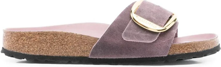 Birkenstock 'Madrid Big Buckle' Leather Slippers In Lilac