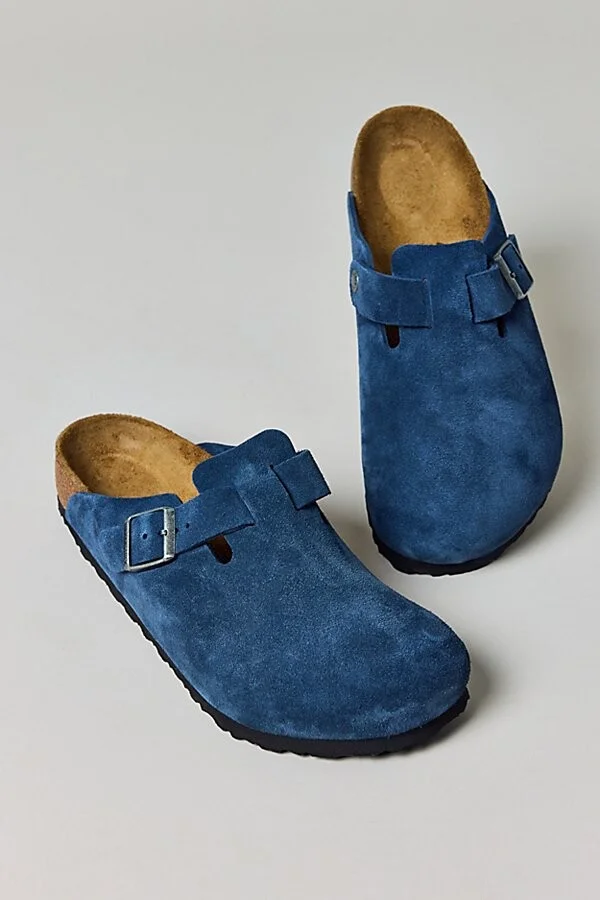 Birkenstock Men's Boston Suede Clog in New Navy Suede