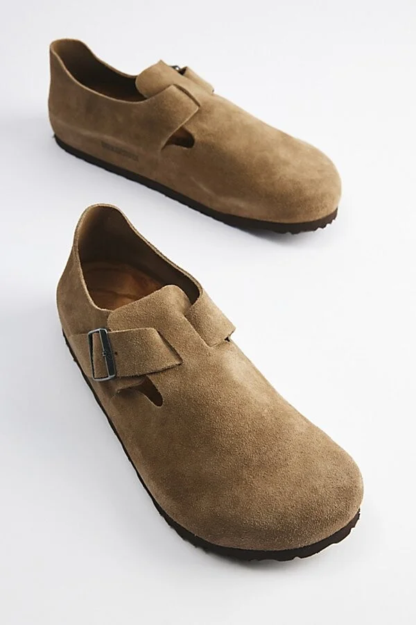 Birkenstock Men's London Suede Slip-On Shoe in Taupe - Image 2