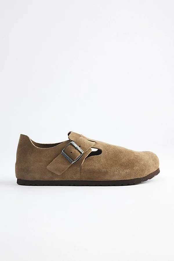 Birkenstock Men's London Suede Slip-On Shoe in Taupe - Image 3