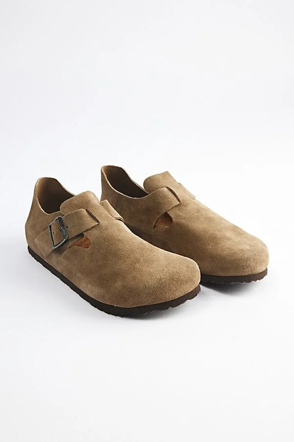 Birkenstock Men's London Suede Slip-On Shoe in Taupe - Image 4