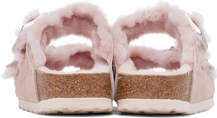 Birkenstock Pink Narrow Arizona Shearling Sandals - Image 2