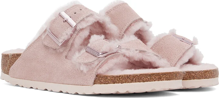Birkenstock Pink Narrow Arizona Shearling Sandals - Image 4