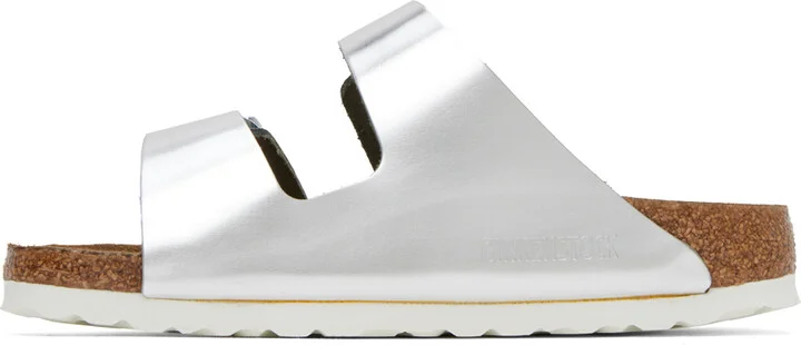Birkenstock Silver Arizona Soft Footbed Sandals - Image 3