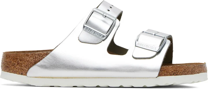 Birkenstock Silver Arizona Soft Footbed Sandals