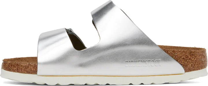 Birkenstock Silver Narrow Arizona Soft Footbed Sandals - Image 3