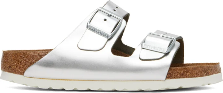 Birkenstock Silver Narrow Arizona Soft Footbed Sandals