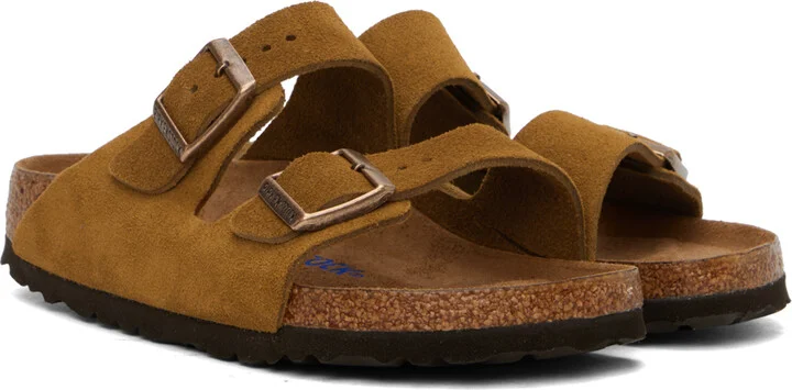 Birkenstock Tan Narrow Arizona Soft Footbed Sandals - Image 4