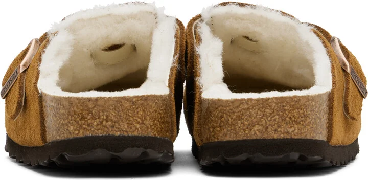Birkenstock Tan Narrow Boston Shearling Slip-on Loafers - Image 2