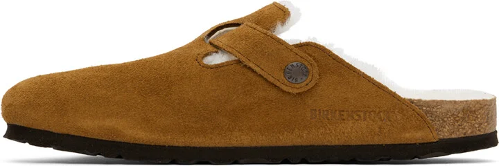 Birkenstock Tan Narrow Boston Shearling Slip-on Loafers - Image 3