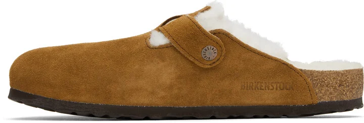 Birkenstock Tan Regular Boston Shearling Slip-on Loafers - Image 3