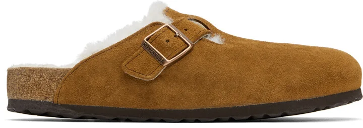 Birkenstock Tan Regular Boston Shearling Slip-on Loafers