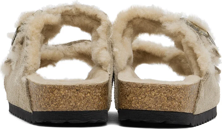 Birkenstock Taupe Narrow Arizona Shearling Sandals - Image 2