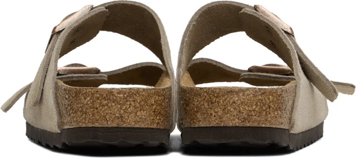 Birkenstock Taupe Narrow Arizona Soft Footbed Sandals - Image 2
