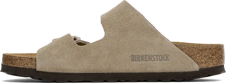 Birkenstock Taupe Narrow Arizona Soft Footbed Sandals - Image 3