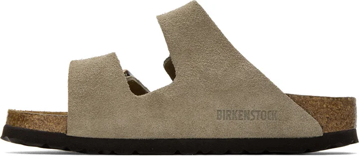 Birkenstock Taupe Narrow Arizona Soft Footbed Sandals - Image 3