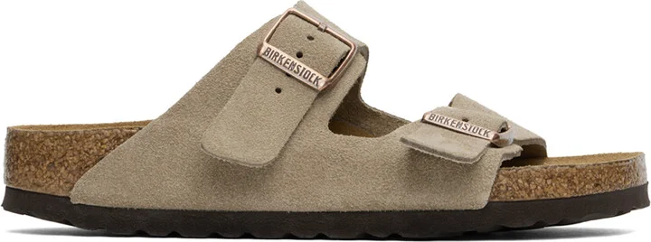 Birkenstock Taupe Narrow Arizona Soft Footbed Sandals