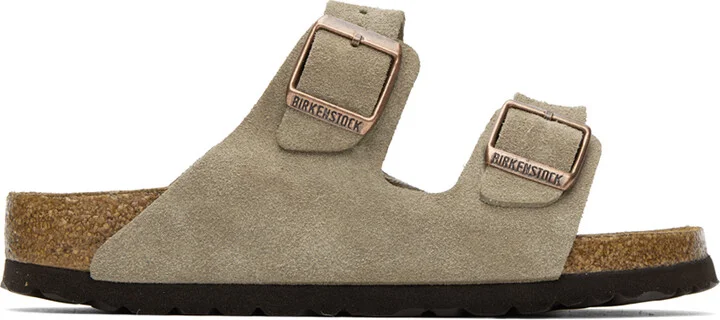 Birkenstock Taupe Narrow Arizona Soft Footbed Sandals