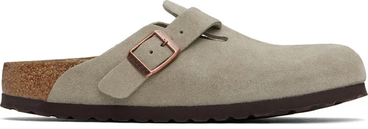 Birkenstock Taupe Narrow Boston Soft Footbed Slip-on Loafers
