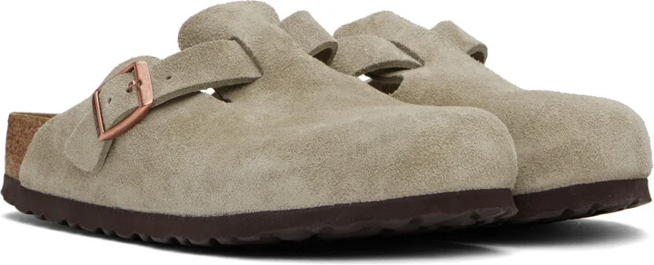 Birkenstock Taupe Regular Boston Soft Footbed Slip-on Loafers - Image 4