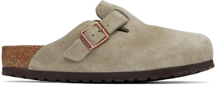 Birkenstock Taupe Regular Boston Soft Footbed Slip-on Loafers