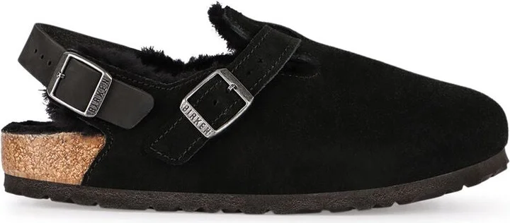 Birkenstock Tokio Leather And Fur Slippers
