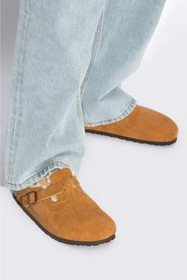 Birkenstock Tokio Shearling Suede Leather Sandals (Drope S) Shoes - Image 6
