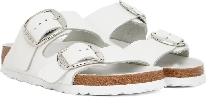 Birkenstock White Narrow Arizona Big Buckle Sandals - Image 4