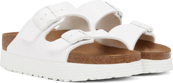Birkenstock White Papillio Arizona Platform Sandals - Image 4