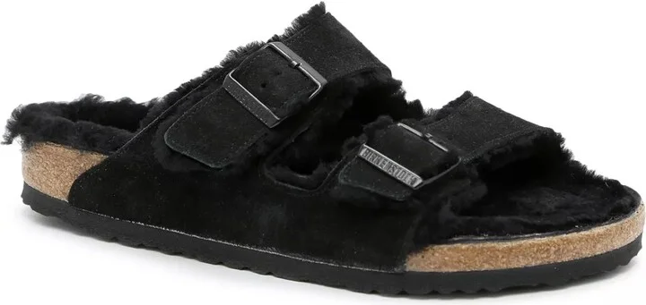Birkenstock Wide Width Arizona Shearling Slide Sandal