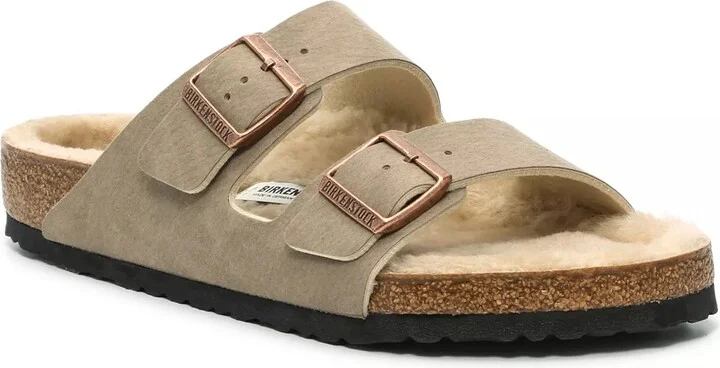 Birkenstock Wide Width Arizona Shearling Slide Sandal