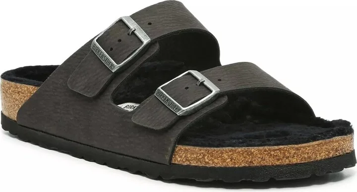 Birkenstock Wide Width Arizona Shearling Slide Sandal