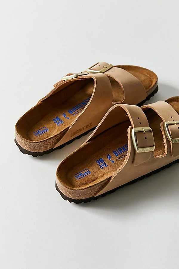 Birkenstock Women's Arizona Soft Footbed Leather Sandal in Sandcastle - Image 4