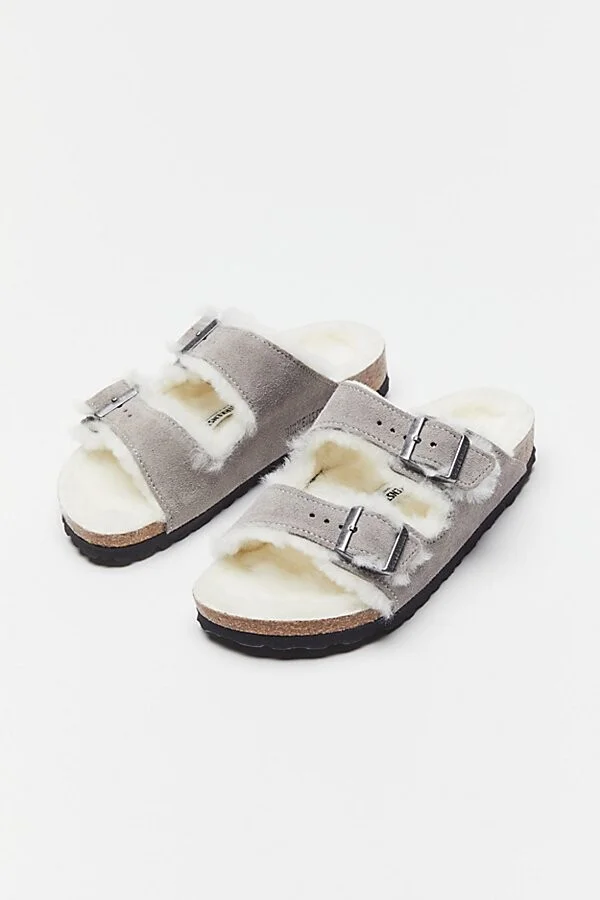 Birkenstock Women's Arizona Strappy Shearling Sandal in Mink - Image 7
