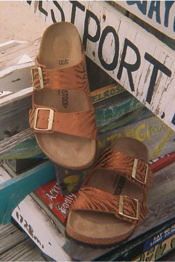 Birkenstock Women's Arizona Synthetics Silky Zebra Sandal in Silky Zebra Pecan