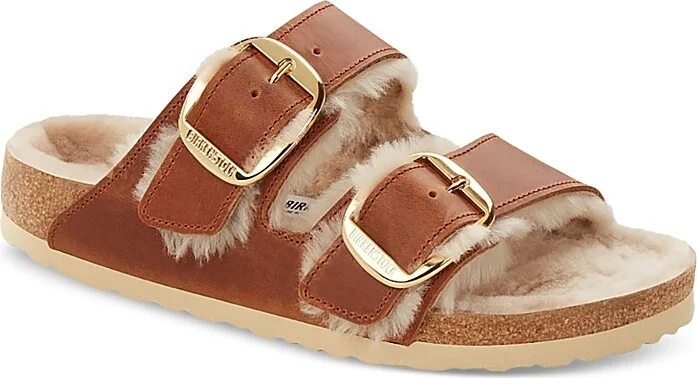 Birkenstock Women's Big Buckle Arizona Shearling Slide Sandals