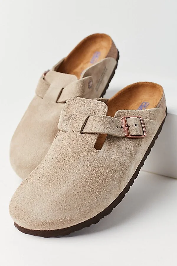 Birkenstock Women's Boston Soft Footbed Suede Clog in Taupe - Image 2