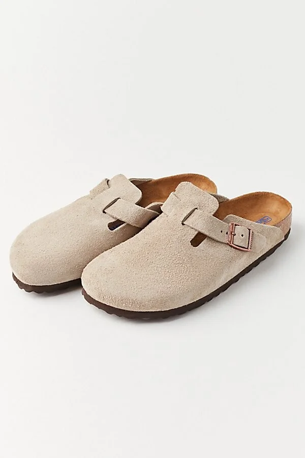 Birkenstock Women's Boston Soft Footbed Suede Clog in Taupe - Image 4