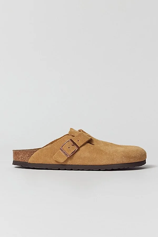 Birkenstock Women's Boston Suede Clog in Latte Cream
