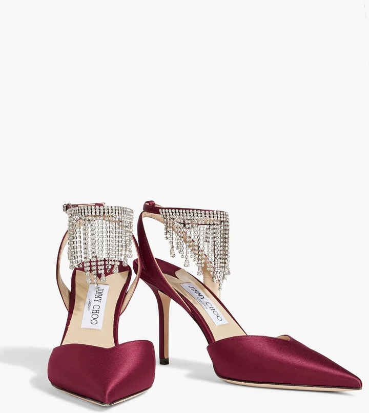 Birtie 85 crystal-embellished satin pumps - Image 2