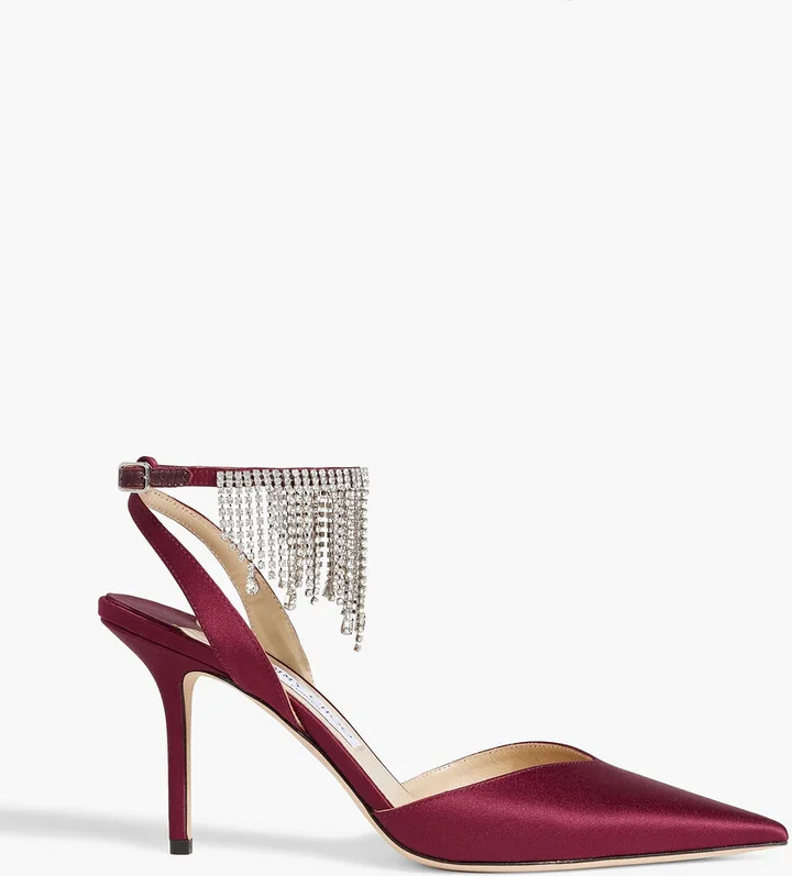 Birtie 85 crystal-embellished satin pumps