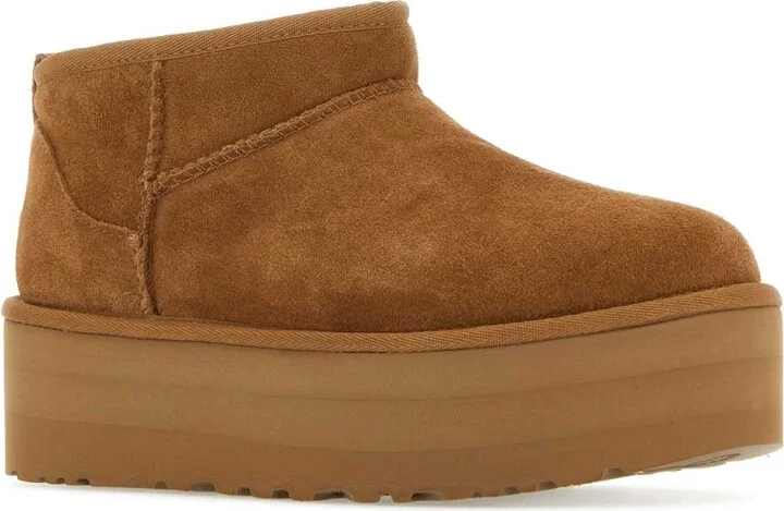 Biscuit Suede Classic Ultra Mini Platform Ankle Boots - Image 2