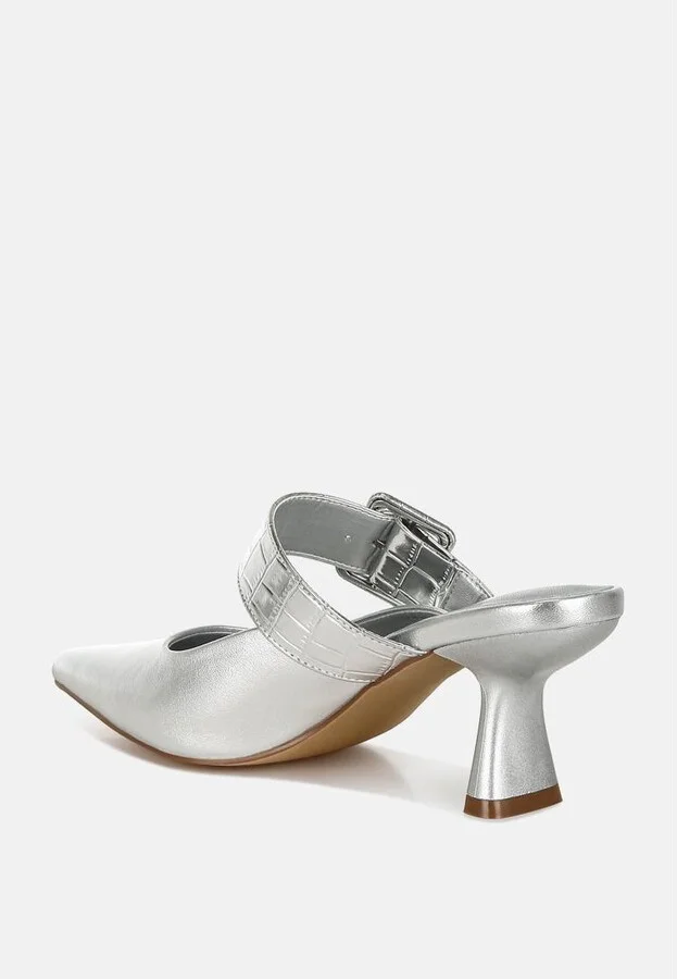 Bismi Large Buckle Kitten Heel Mules - Image 2