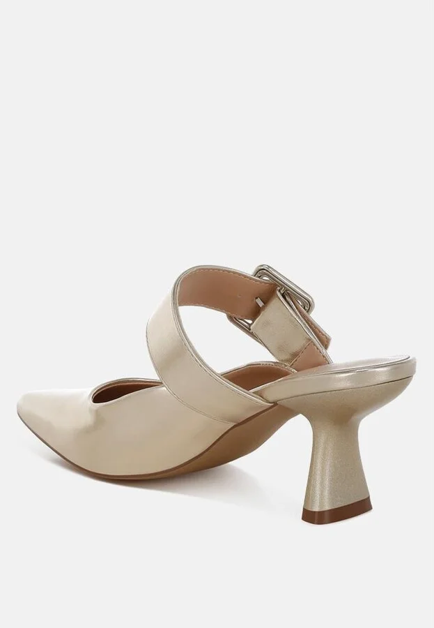 Bismi Large Buckle Kitten Heel Mules - Image 5