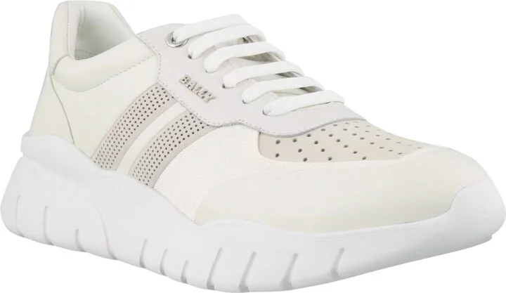 Bison 6230656 Men's White Lamb Leather Sneakers