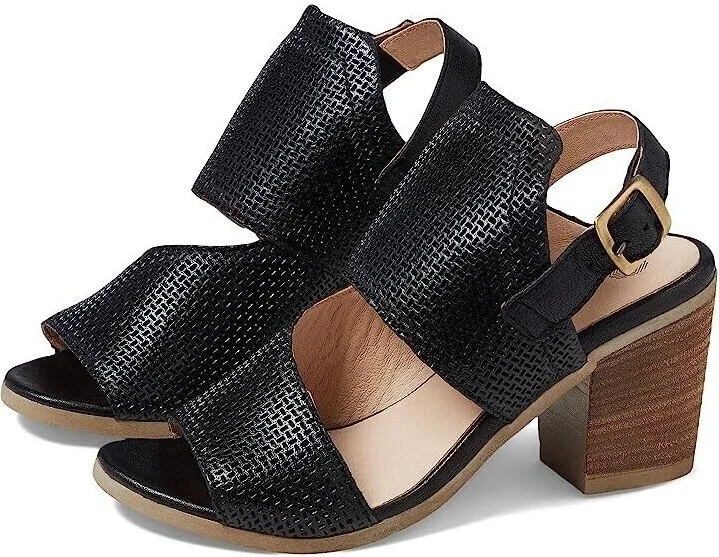 Bistro Sandal Women EU 37 Black Leather Block Heel Slingback KHD407