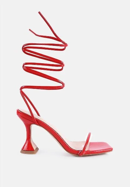 Biten Berry Spool Heel Lace Up Sandals Women - Image 3