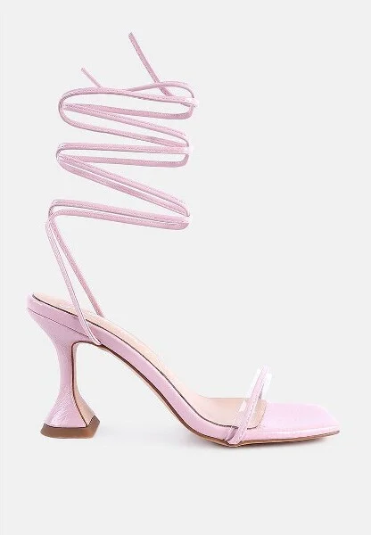 Biten Berry Spool Heel Lace Up Sandals Women - Image 4